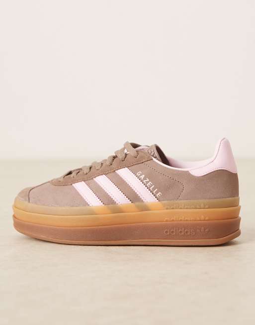 adidas Originals Gazelle Bold sneakers in brown and pink