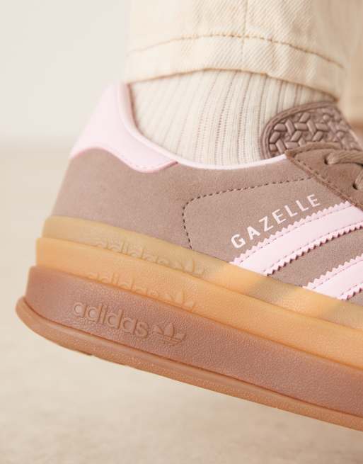 adidas Originals Gazelle Bold sneakers in brown and pink