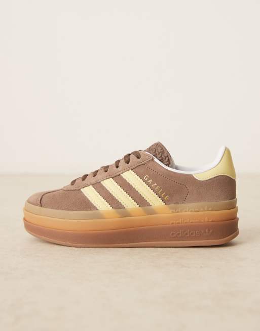 adidas Originals Gazelle Bold sneakers in brown and yellow