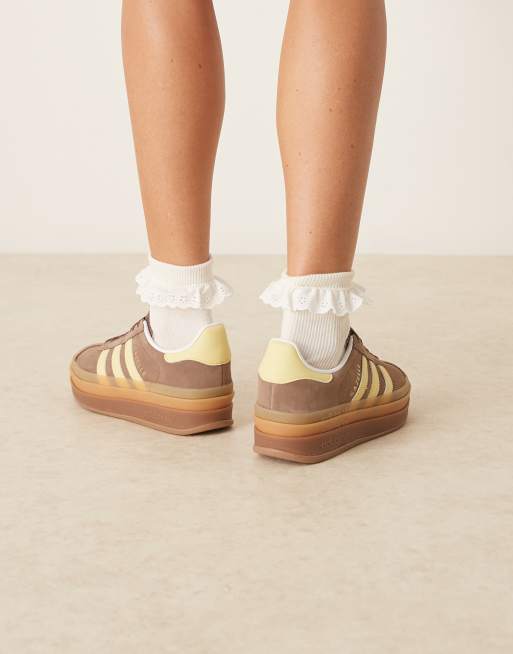 adidas Originals Gazelle Bold sneakers in brown and yellow