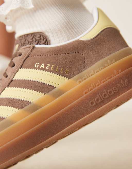 adidas Originals Gazelle Bold sneakers in brown and yellow