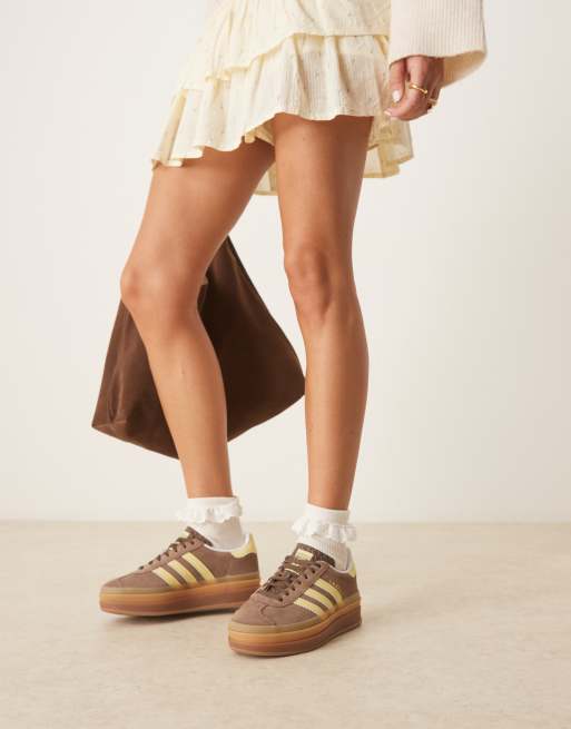 adidas Originals Gazelle Bold sneakers in brown and yellow