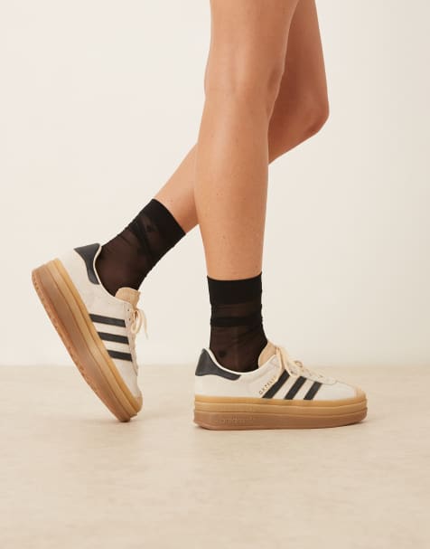 adidas Originals Gazelle bold sneakers in cream and black - view 1
