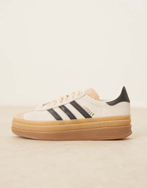 adidas Originals Gazelle bold sneakers in cream and black