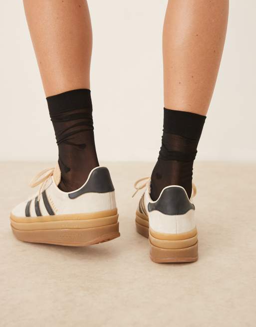 adidas Originals Gazelle bold sneakers in cream and black