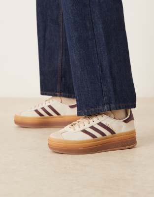 adidas Originals Gazelle Bold sneakers in cream and burgundy ASOS