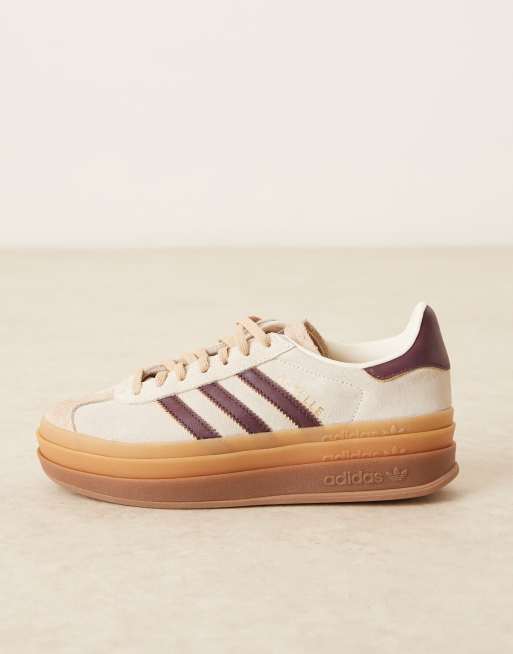 adidas Originals Gazelle Bold trainers in cream and burgundy - exclusive to ASOS