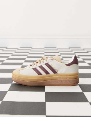 adidas Originals Gazelle Bold sneakers in cream and burgundy | ASOS