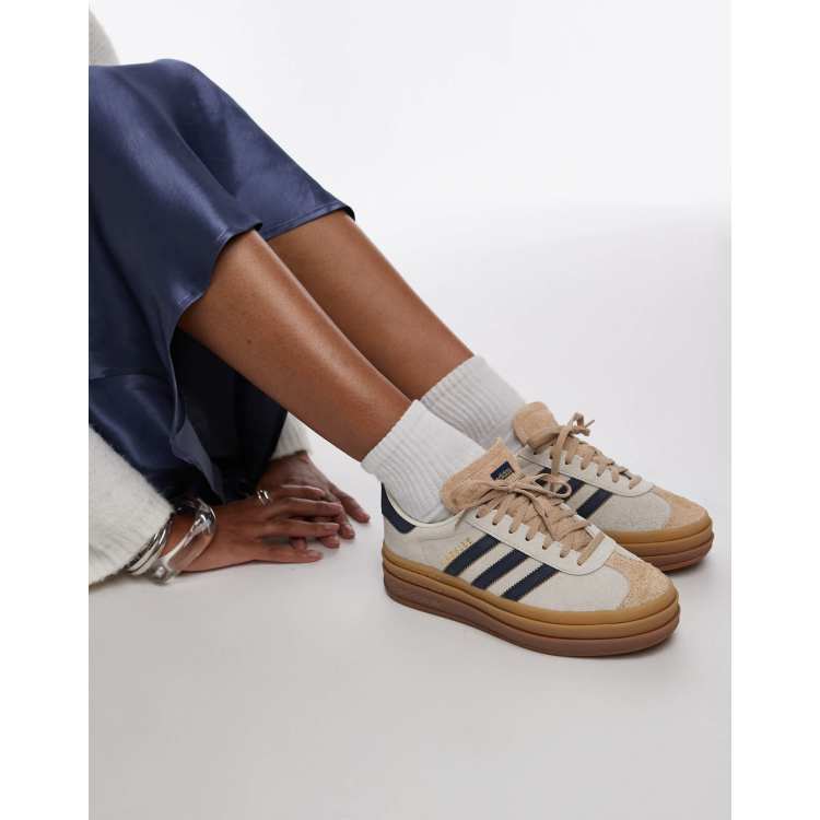 ◆adidas◆ Gazelle Bold Cream White Navy JQ5126 adidas Gazelle Bold Shoes - White | Free Shipping with