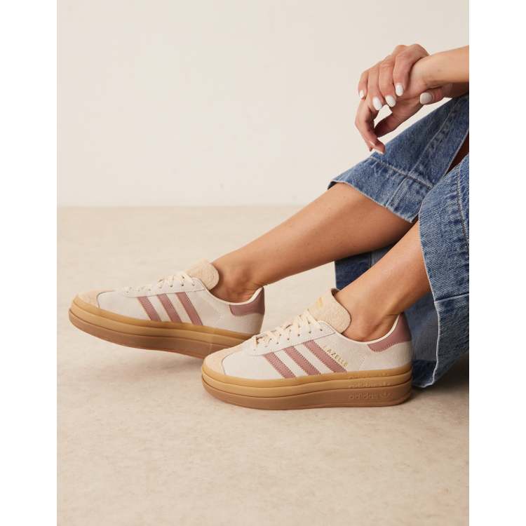 adidas Originals Gazelle Bold sneakers in cream and pink | ASOS