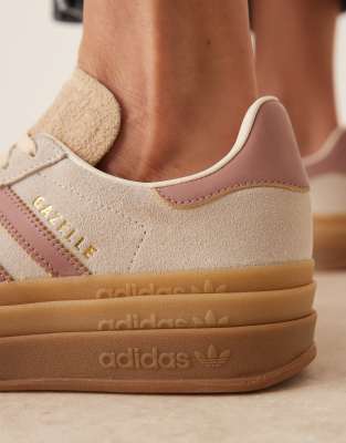 adidas Originals Gazelle Bold sneakers in cream and pink