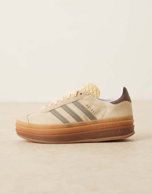 adidas Originals Gazelle Bold sneakers in cream and silver