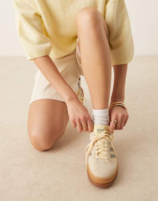 adidas Originals Gazelle Bold sneakers in cream and silver