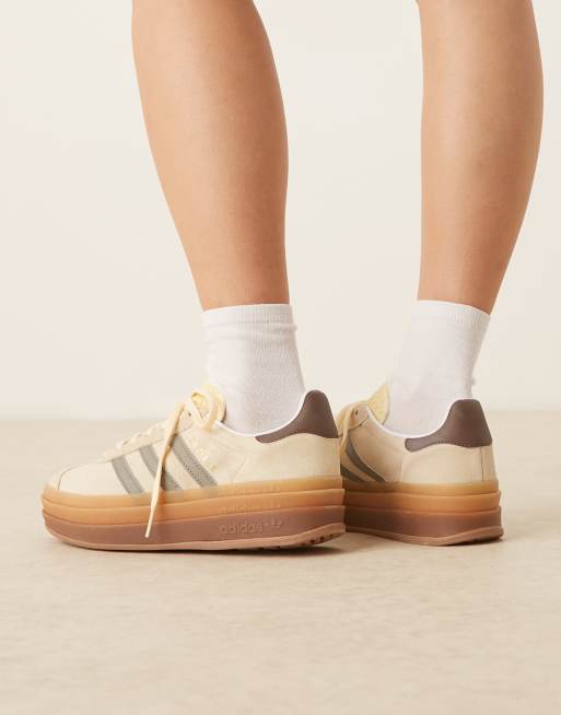 adidas Originals Gazelle Bold sneakers in cream and silver