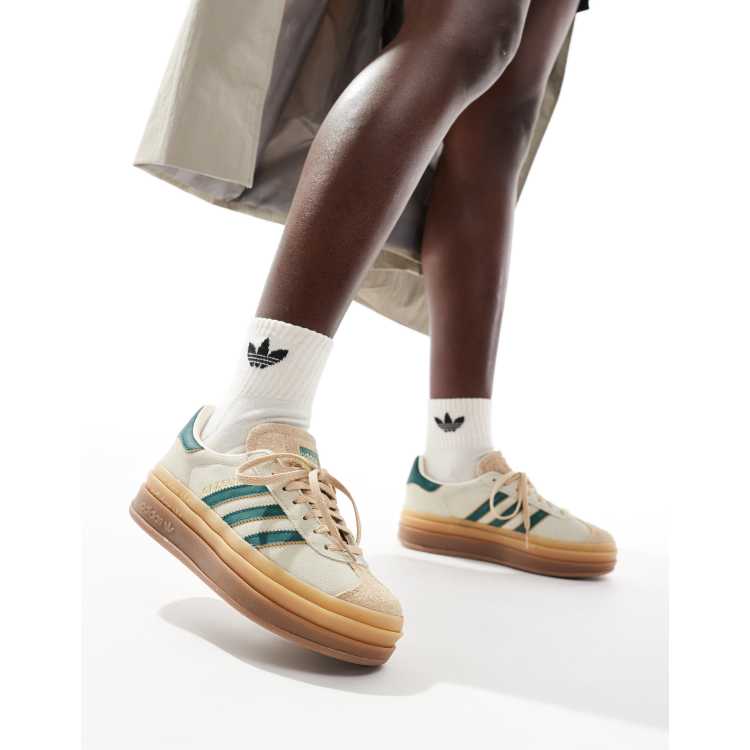 adidas originals Gazelle Bold Sneakers in cr me en groen met