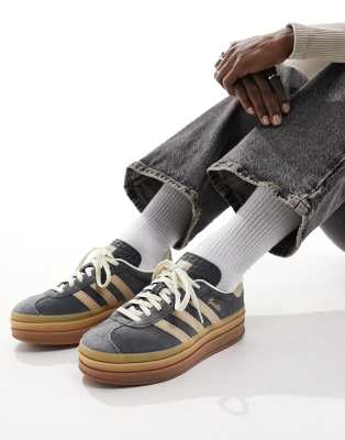 adidas gazelle silver green womens adidas Gazelle Shoes - Kids - Grey Three / Cloud White / Gold main image 1