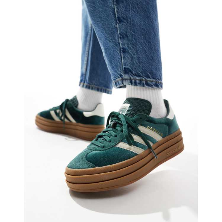 adidas Originals Gazelle Bold sneakers in green and gray | ASOS