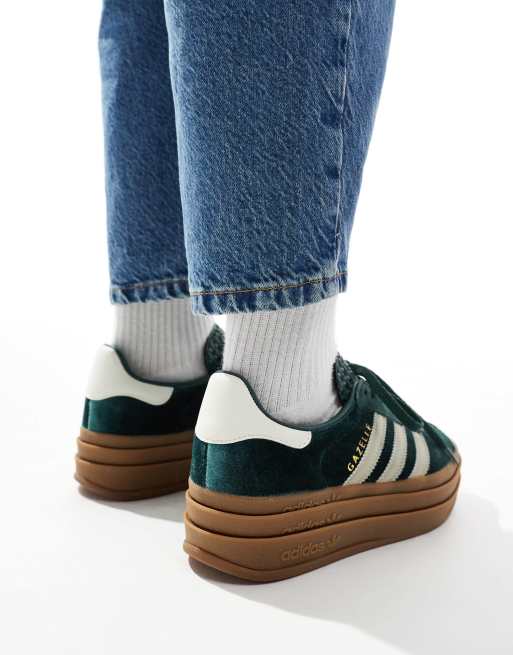 adidas Originals Gazelle Bold sneakers in green and gray