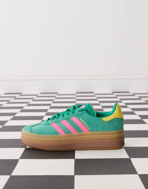 adidas Originals Gazelle Bold sneakers in green and pink | ASOS