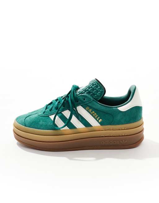 adidas Originals Gazelle Bold trainers in green and white