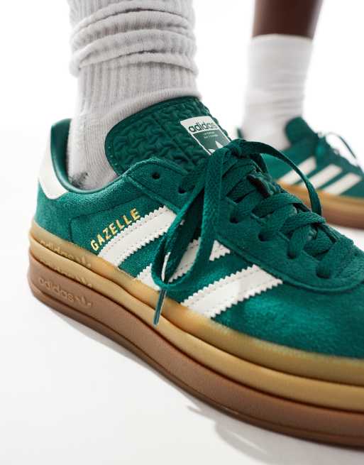 adidas Originals Gazelle Bold trainers in green and white