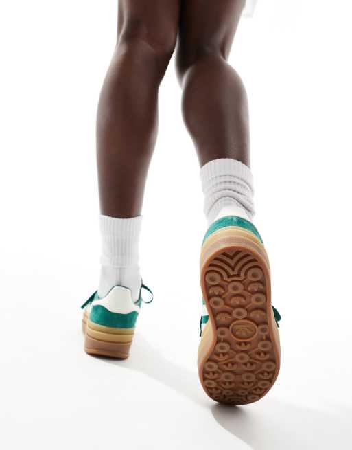 adidas Originals Gazelle Bold trainers in green and white