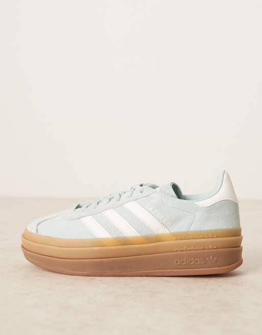adidas Originals Gazelle Bold trainers in light blue and white