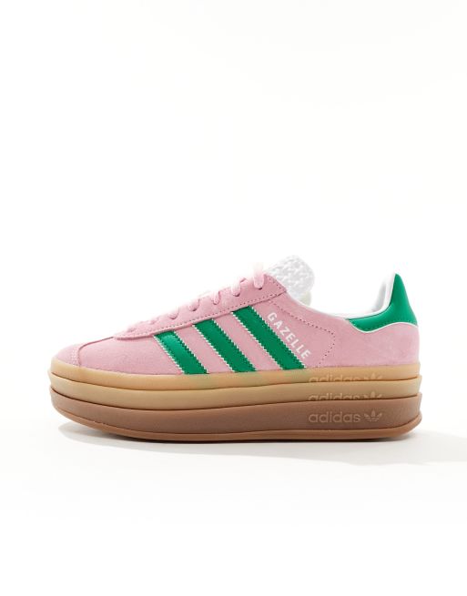 Adidas pink and hot sale green shoes