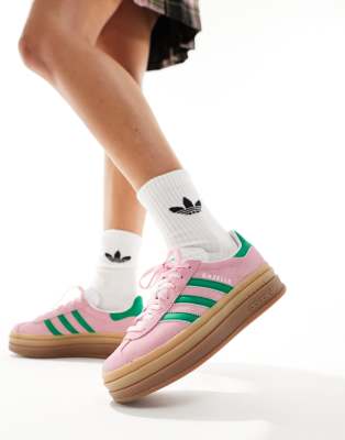 adidas Originals Gazelle Bold sneakers in pastel pink and green - view 1