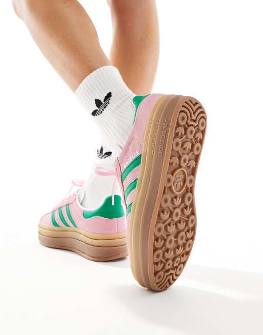 adidas Originals Gazelle Bold trainers in pastel pink and green