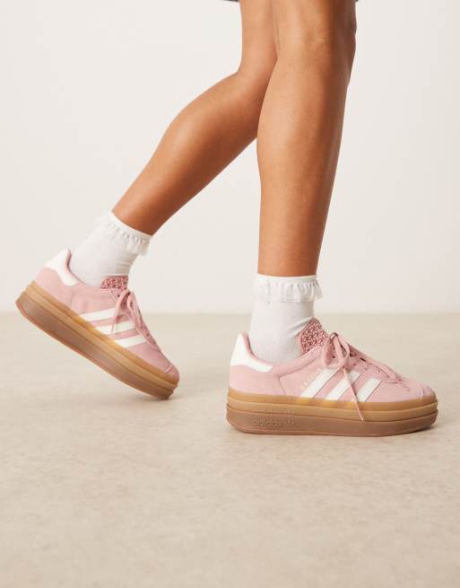 adidas Originals Gazelle Bold trainers in pink and white