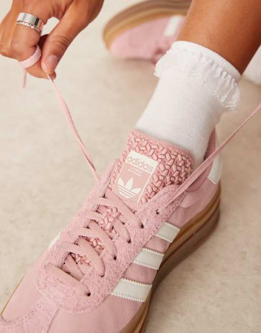 adidas Originals Gazelle Bold trainers in pink and white