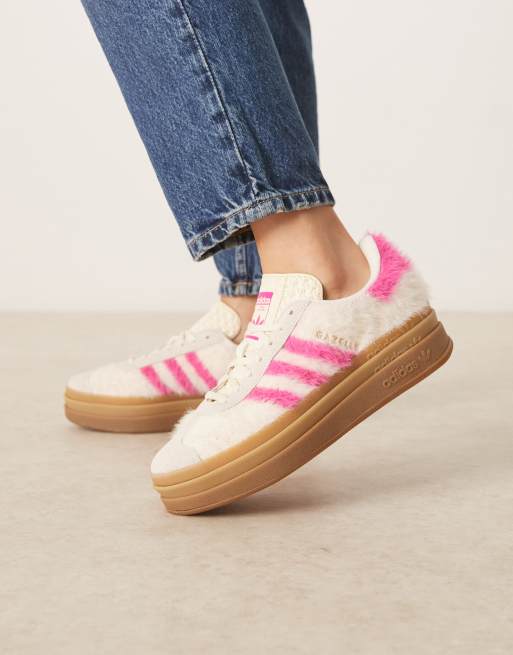 adidas Originals Gazelle - Bold - Sneakers in pluizig wit en roze