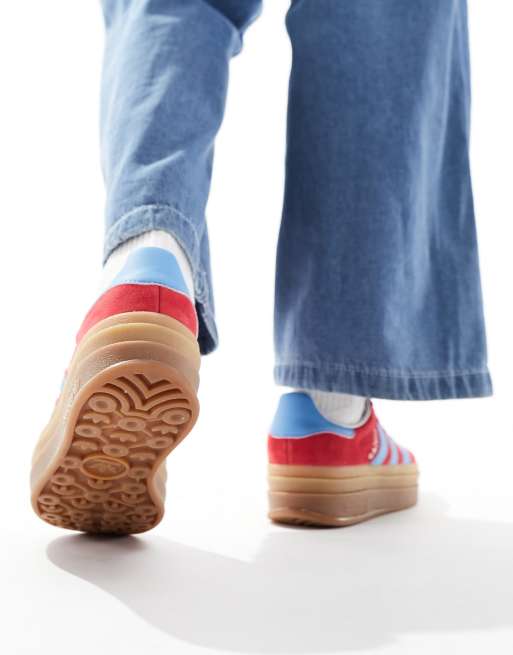 adidas Originals Gazelle Bold Sneakers in rood en blauw