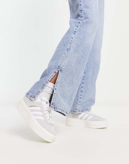 cijfer balkon Voor type adidas Originals - Gazelle Bold - Sneakers met plateauzool in grijs en wit  | ASOS