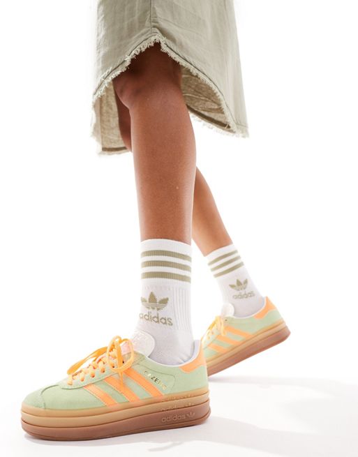 adidas Alexander Originals - Gazelle Bold - Sneakers met plateauzool in mintgroen en oranje