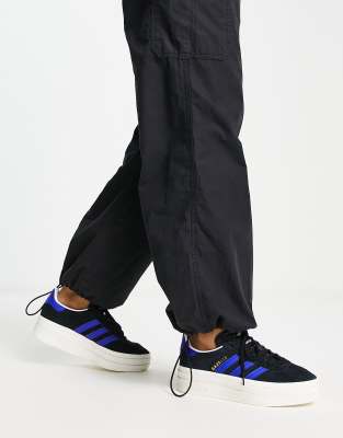 adidas Originals Gazelle Bold Sneakers nere e blu con suola