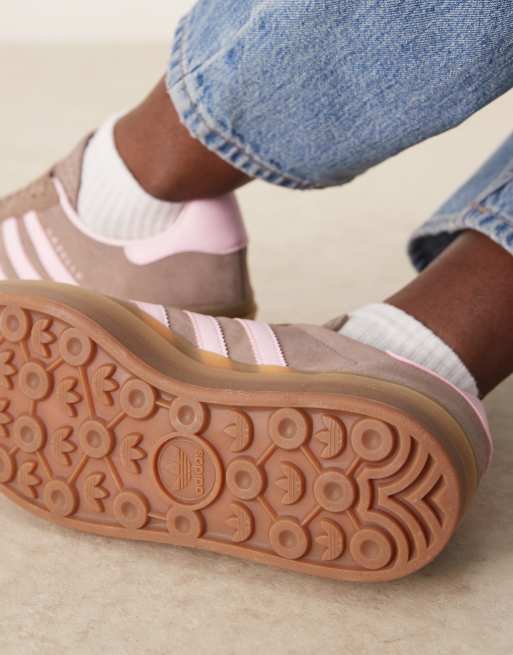 adidas Originals Gazelle Bold trainers in brown and pink