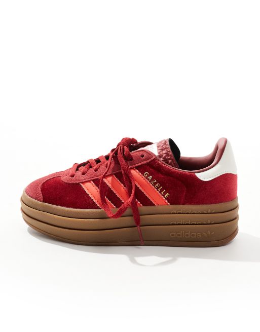 adidas Originals Gazelle Bold trainers in burgundy velvet