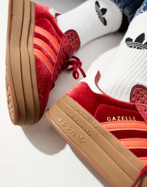 adidas Originals Gazelle Bold trainers in burgundy velvet ASOS