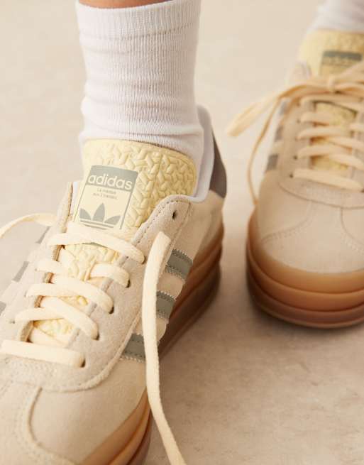 adidas gazelle silver green womens Adidas Gazelle Bold beige and red knit sneakers