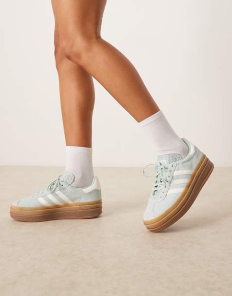 adidas Originals Gazelle Bold trainers in light blue and white - view 1