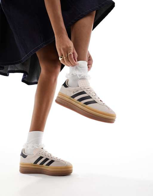  adidas Originals Gazelle Bold trainers in off white and black