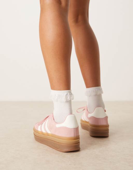 adidas Originals Gazelle Bold trainers in pink and white