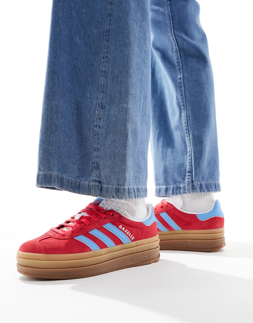 adidas Originals Gazelle Bold trainers in red and blue-Pink