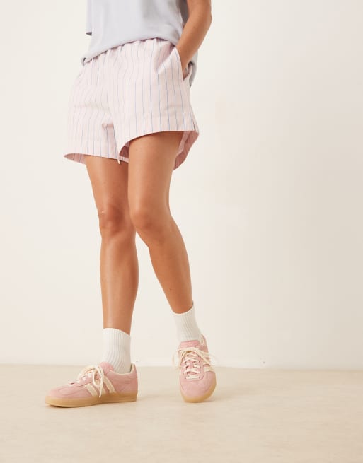 adidas Originals Gazelle Indoor trainers in pink and white ruffle