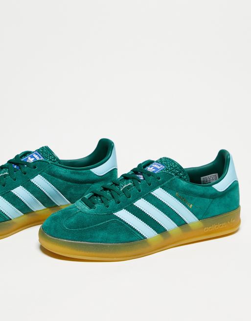 adidas Originals Gazelle Indoor Baskets avec semelle en caoutchouc Vert et bleu