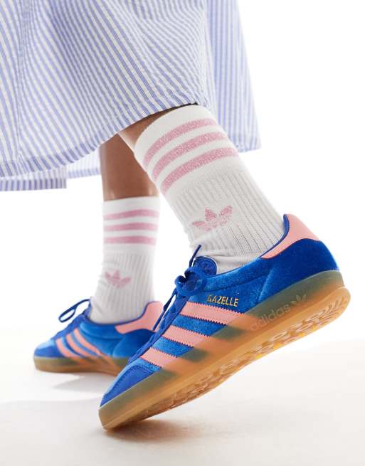 Adidas gazelle bleu marine rose best sale