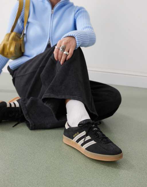 adidas Originals – Gazelle Indoor Crochet – Czarno-kremowe buty sportowe