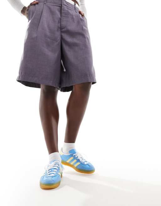 adidas Originals Gazelle Indoor gum sole sneakers in blue and yellow | ASOS